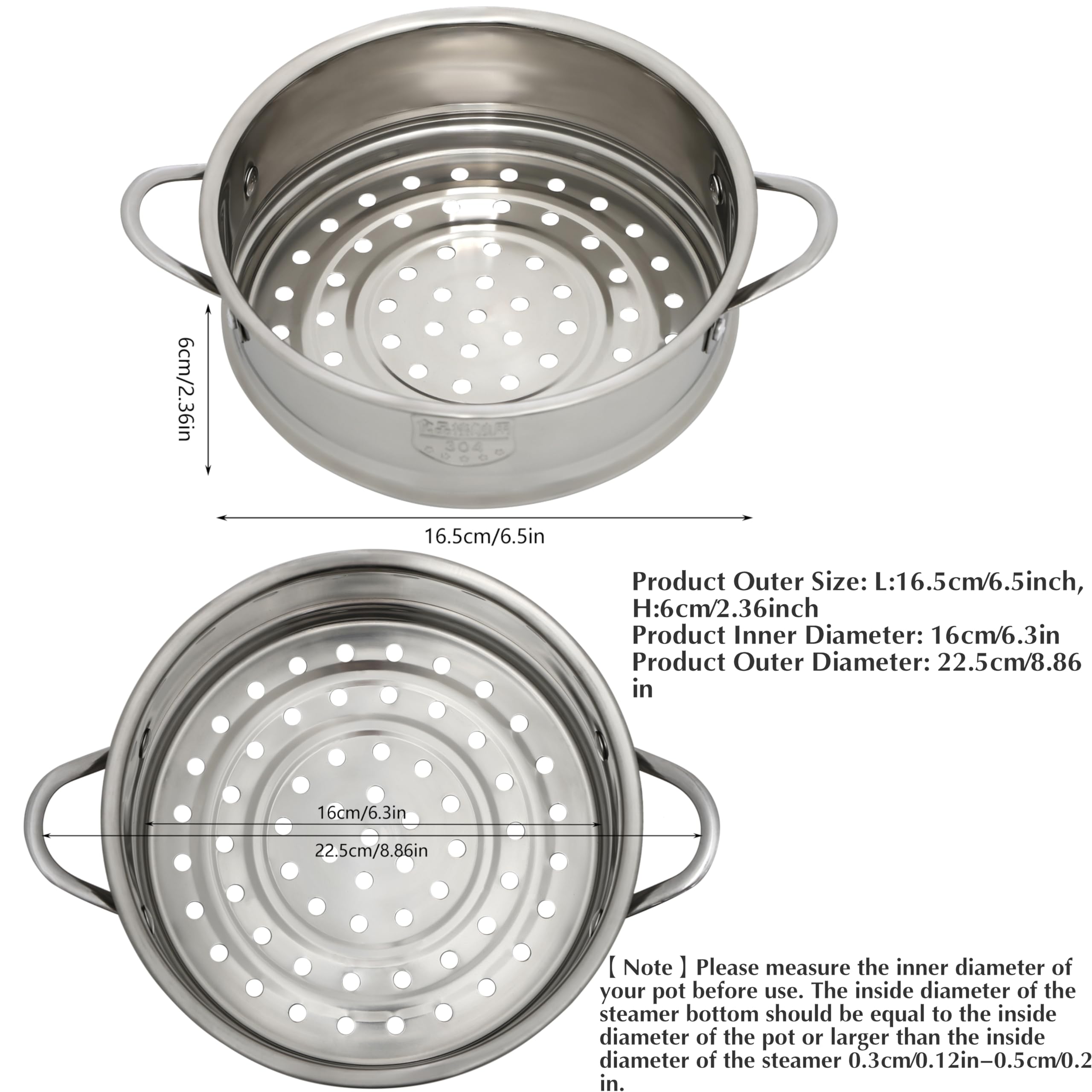 Amazon.com: 6.3inch-Stainless Steel Steamer Pot Steamer Basket